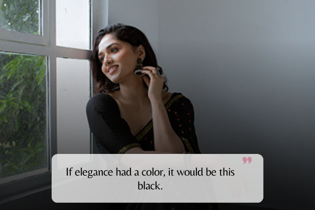 Short & One-Word Black Saree Captions