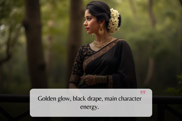 Funny & Sassy Black Saree Captions