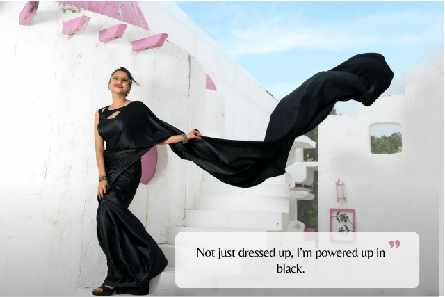 Short Black Saree Captions for Instagram