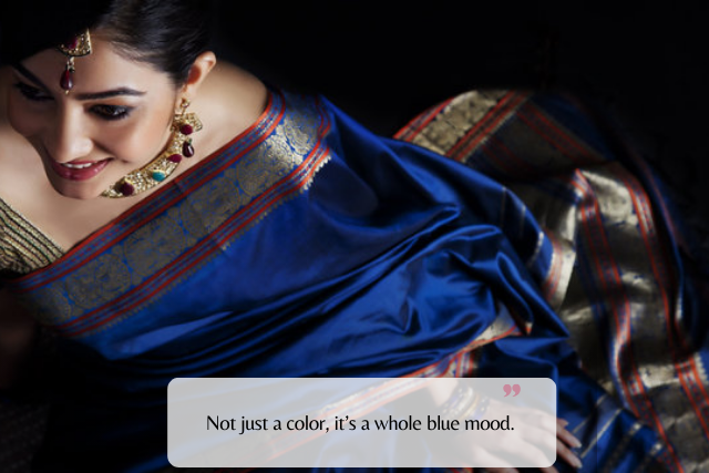 Cute & Simple Blue Saree Captions for Instagram