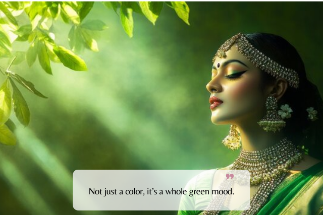 Attitude Green Saree Captions for Girls
