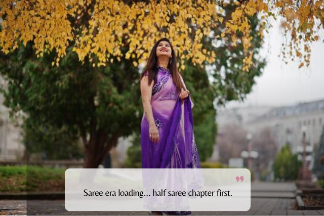 Half Saree Captions for College & Farewell