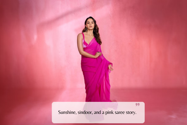 Cute Pink Saree Captions for Instagram