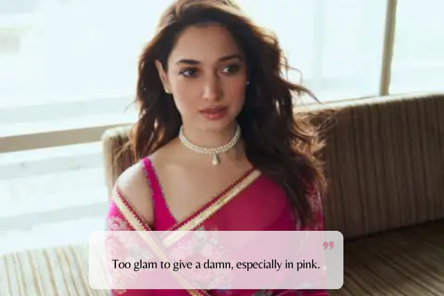 Funny & Quirky Pink Saree Captions