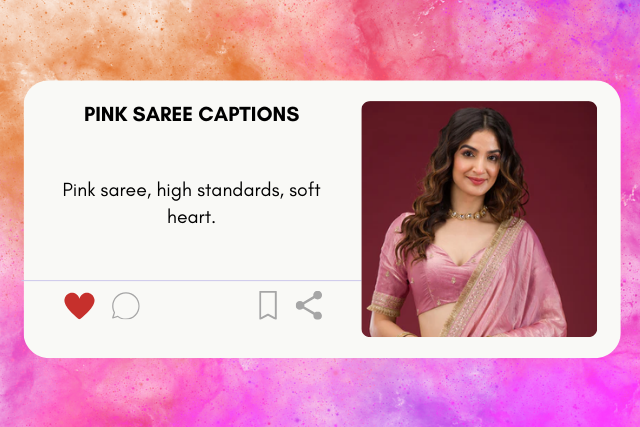 Pink saree captions