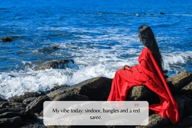 Funny & Sassy Red Saree Captions