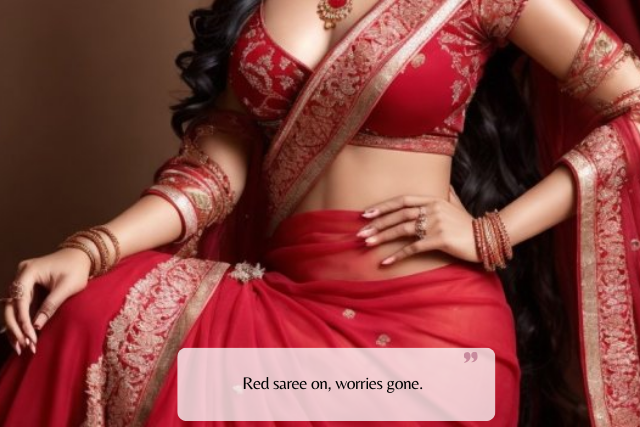 Short Red Saree Captions for Instagram