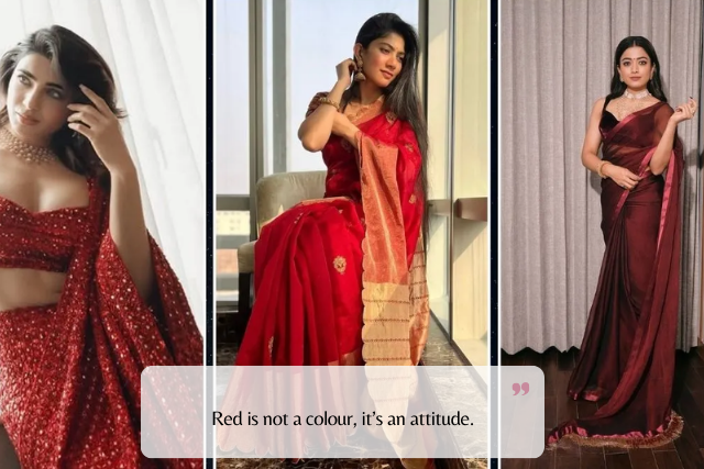 Wedding & Festive Red Saree Captions