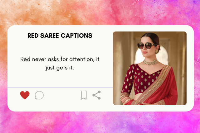 Red saree captions