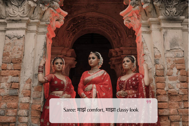 Nauvari & Marathi Mulgi Saree Captions