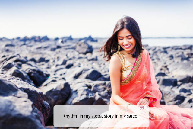 Romantic Saree Walking Video Captions