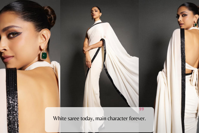 White Saree Captions with Attitude