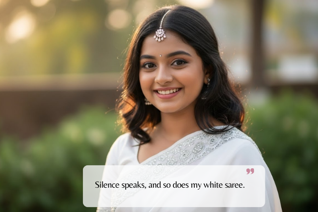 Aesthetic & Minimal White Saree Captions