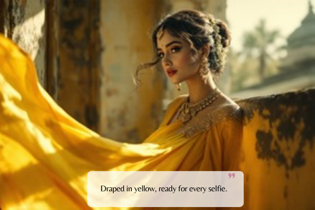 Cute & Aesthetic Yellow Saree Captions