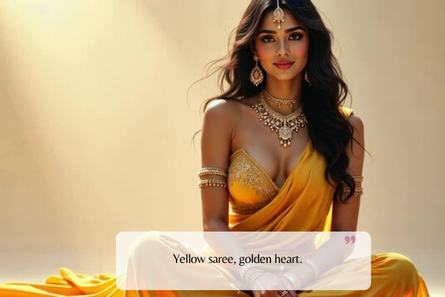 Attitude Yellow Saree Captions for Girls