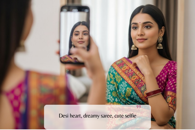 Attitude & Savage Saree Selfie Captions